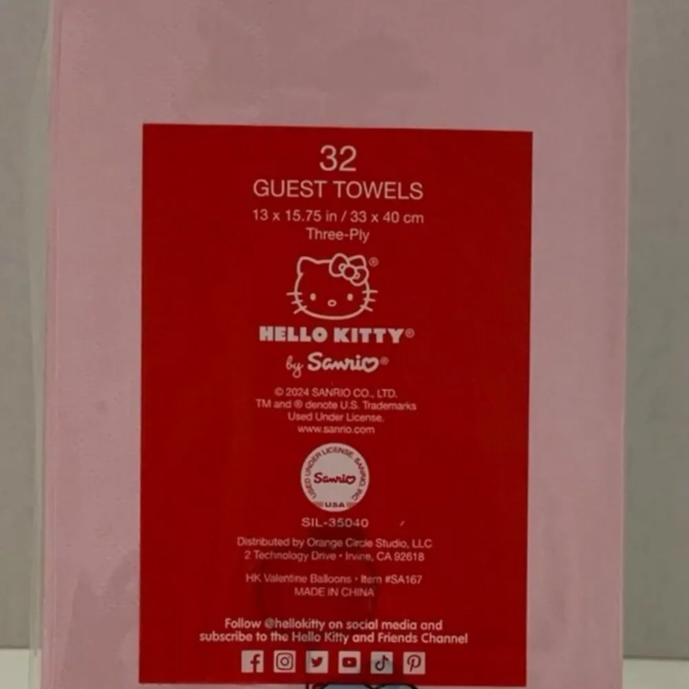 Hello Kitty Love is in the Air Napkins 32 Pack Decorative Guest Towels Sanrio
